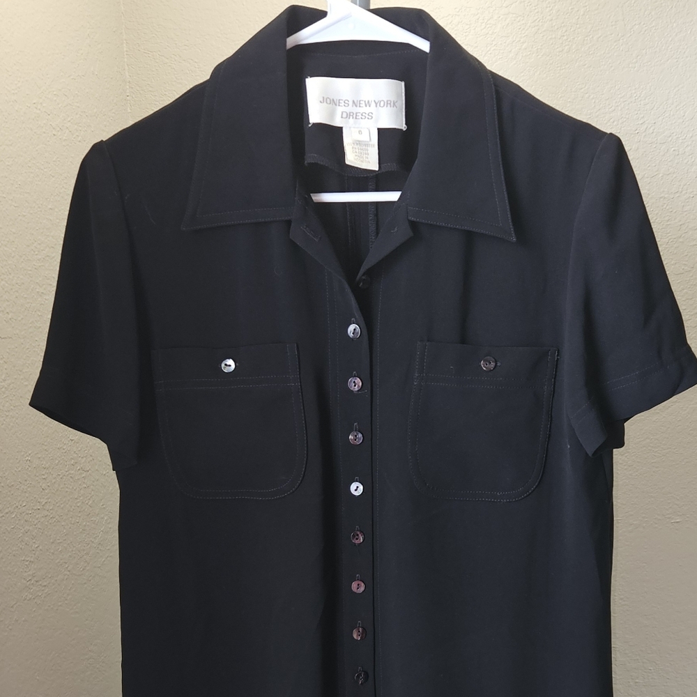 Jones New York Black Casual Dress with Button Down Style